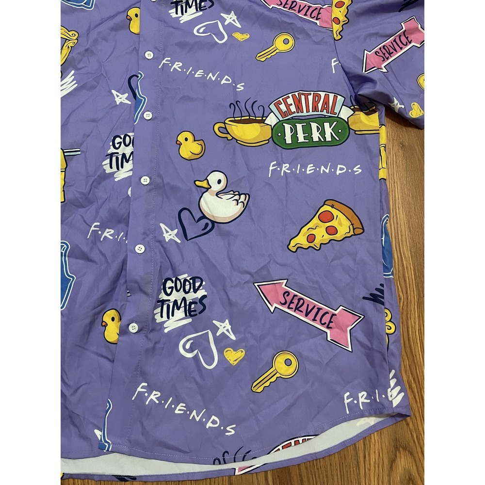 Friends Button-Up Mens Extra Large Allover Print Central Perk - Picture 6 of 10